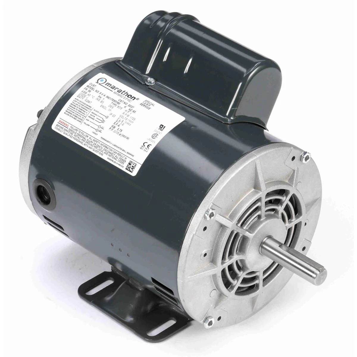 Marathon Motors 1 HP, 1725, Dp, 56, 115/230v Motor, S037 1 Marathon Motors 1 HP, 1725, Dp, 56, 115/230v Motor, S037