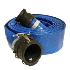 Apache Blue Standard Duty PVC Layflat Discharge Hose Assembly, Polypropylene Cam Lock, 2 IN x 25 FT, 98138044