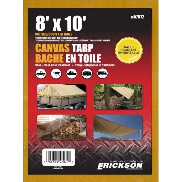 Erickson Canvas Tarp, 57072, 8 FT x 10 FT 1 Erickson Canvas Tarp, 57072, 8 FT x 10 FT